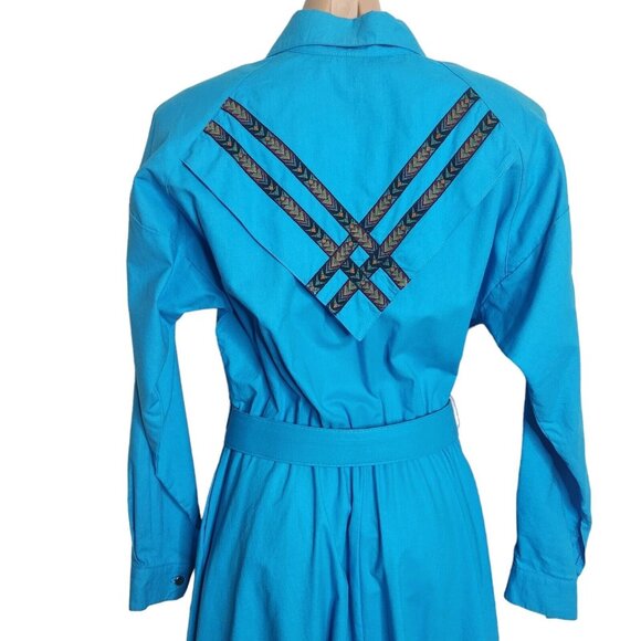 Vintages Lilia Smitty Exclusive Western Cowgirl Rodeo Turquoise Dress Size 11/12 - Picture 6 of 15